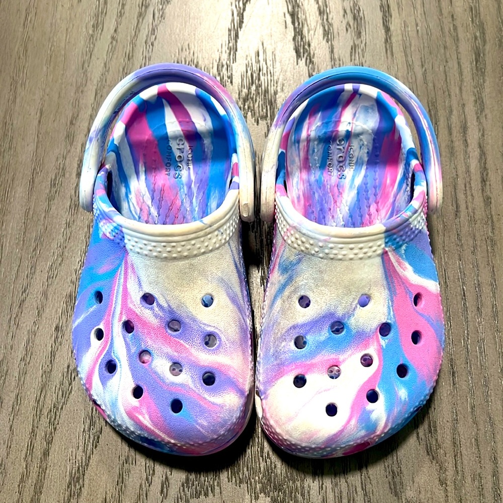 Toddler Girl/Boy CROCS Purple/Pink/White Marble Size 7